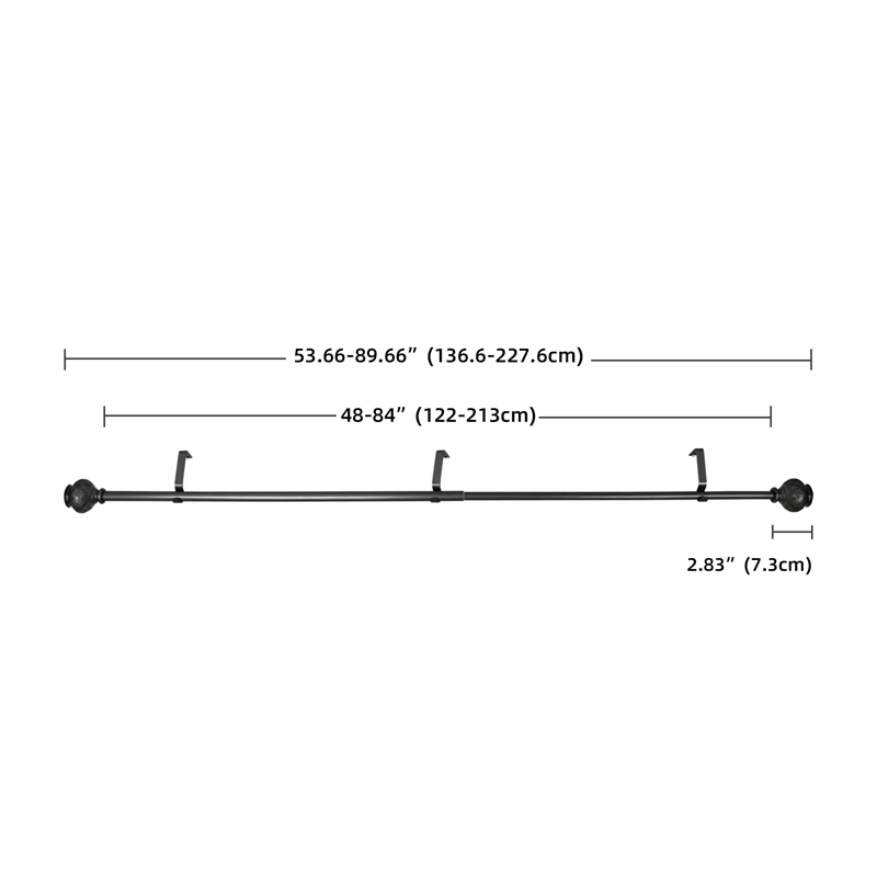 Kings Adjustable Single Curtain Rod 48