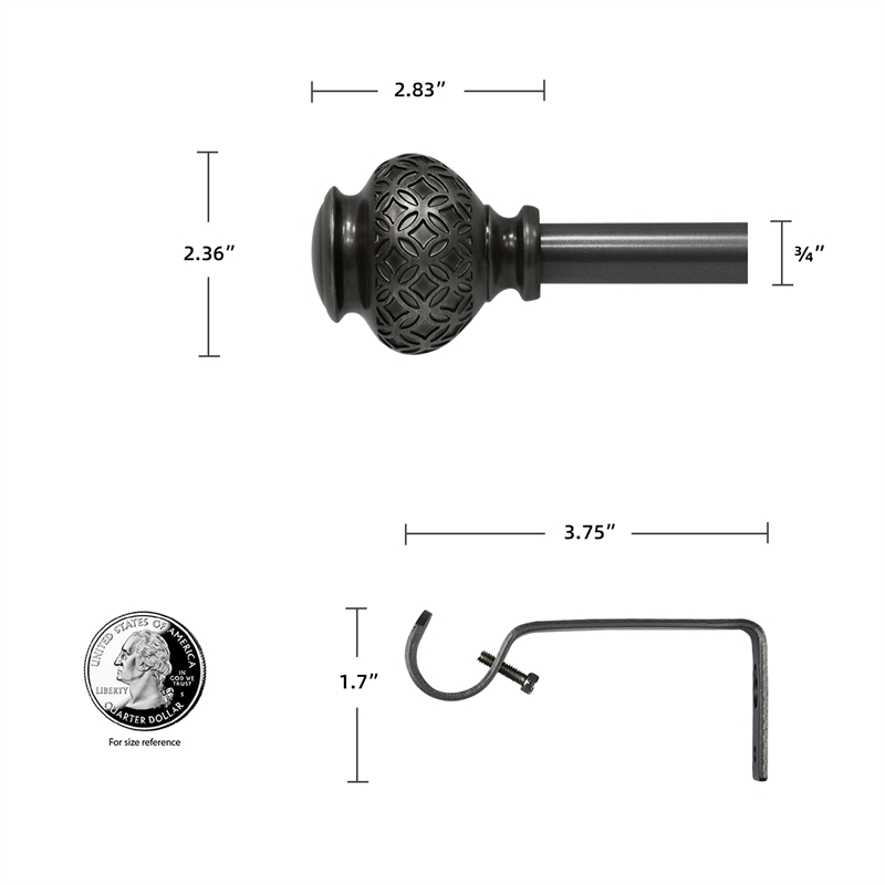 Kings Adjustable Single Curtain Rod 48