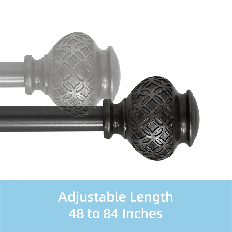 Kings Adjustable Single Curtain Rod 48