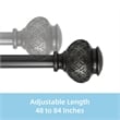 Kings Adjustable Single Curtain Rod 48