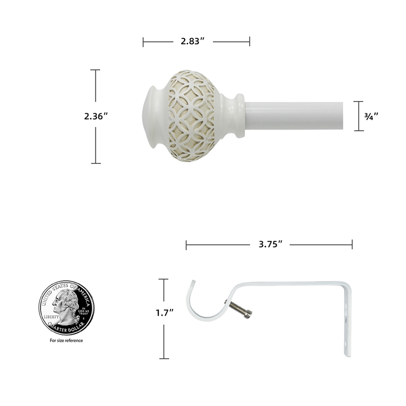 Kings Adjustable Single Curtain Rod 48