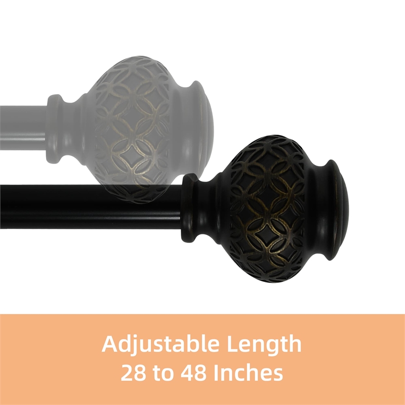 Kings Adjustable Single Curtain Rod 28