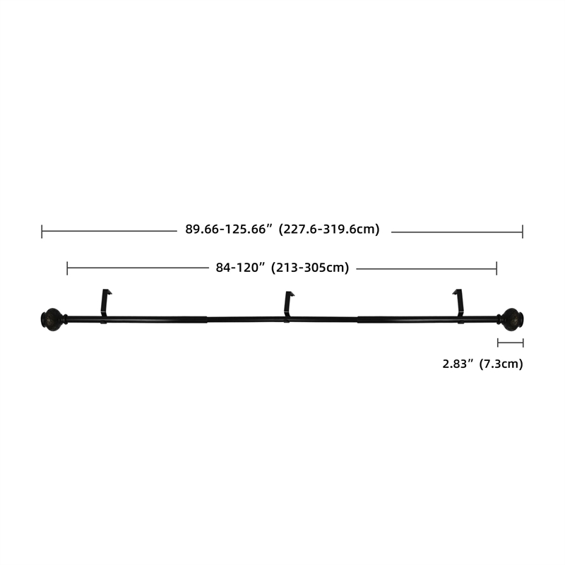 Kings Adjustable Single Curtain Rod 84