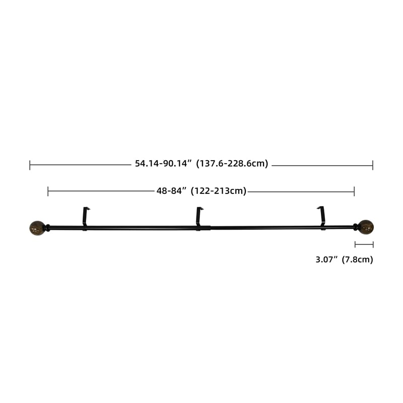 Tom Adjustable Single Curtain Rod 48