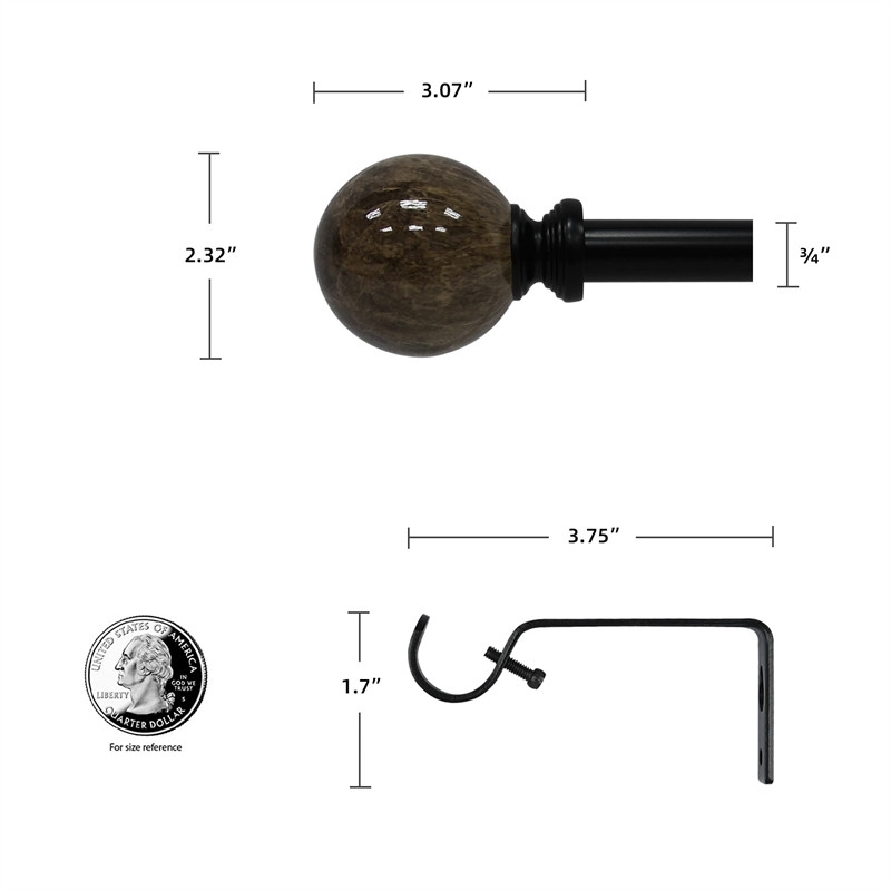 Tom Adjustable Single Curtain Rod 48