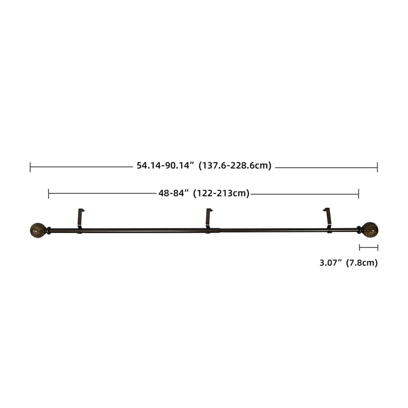 Tom Adjustable Single Curtain Rod 48