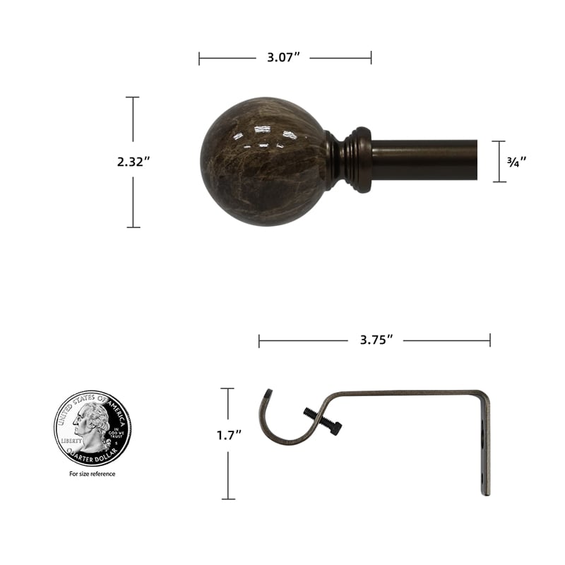 Tom Adjustable Single Curtain Rod 48