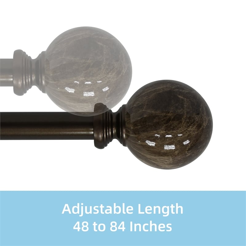 Tom Adjustable Single Curtain Rod 48