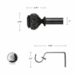 Peony Adjustable Single Curtain Rod 18