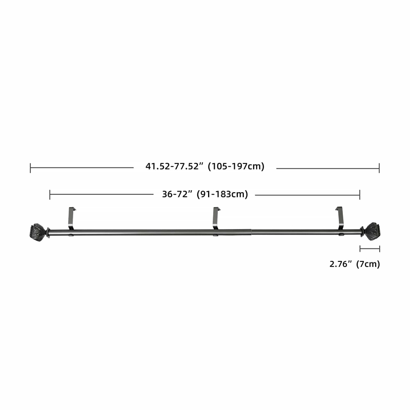 Peony Adjustable Single Curtain Rod 36