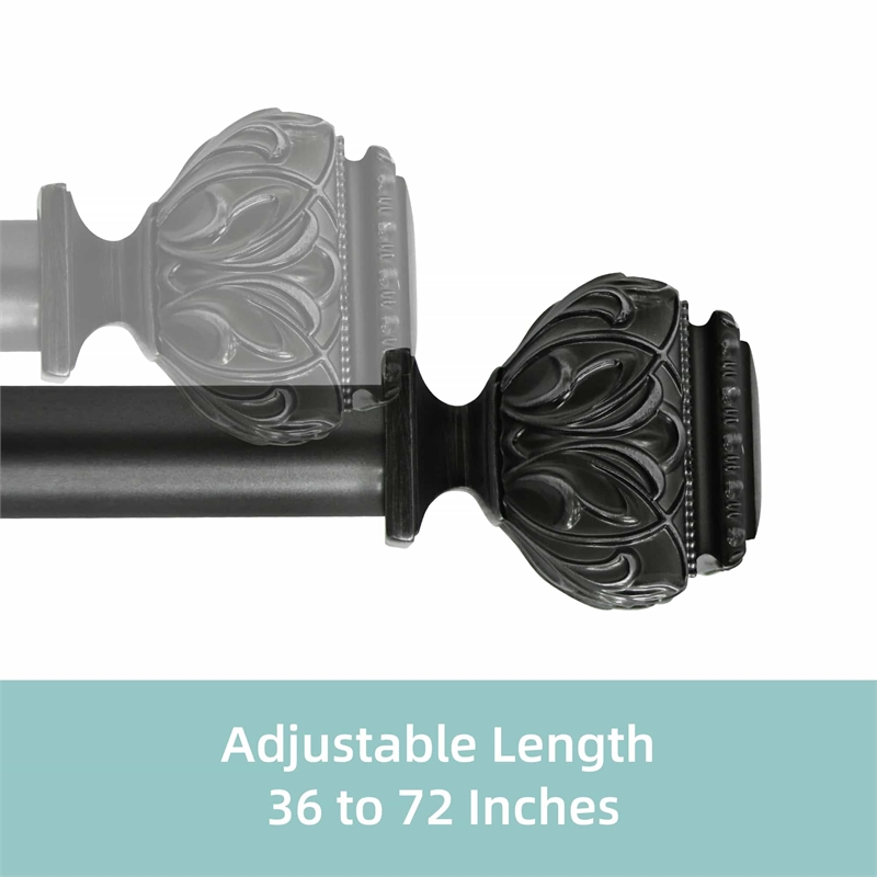 Peony Adjustable Single Curtain Rod 36