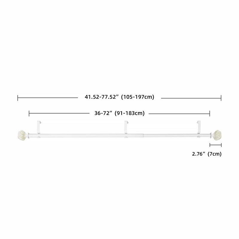 Peony Adjustable Single Curtain Rod 36