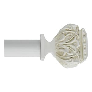 Peony Adjustable Single Curtain Rod 36&quot to 72&quot-White