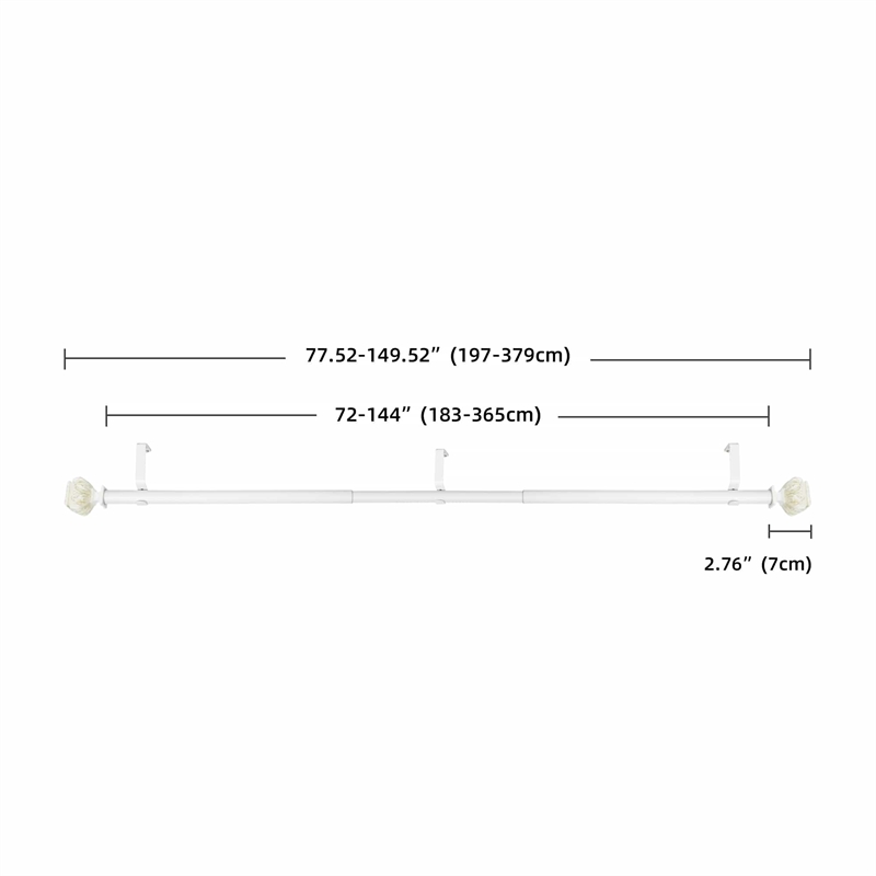 Peony Adjustable Single Curtain Rod 72