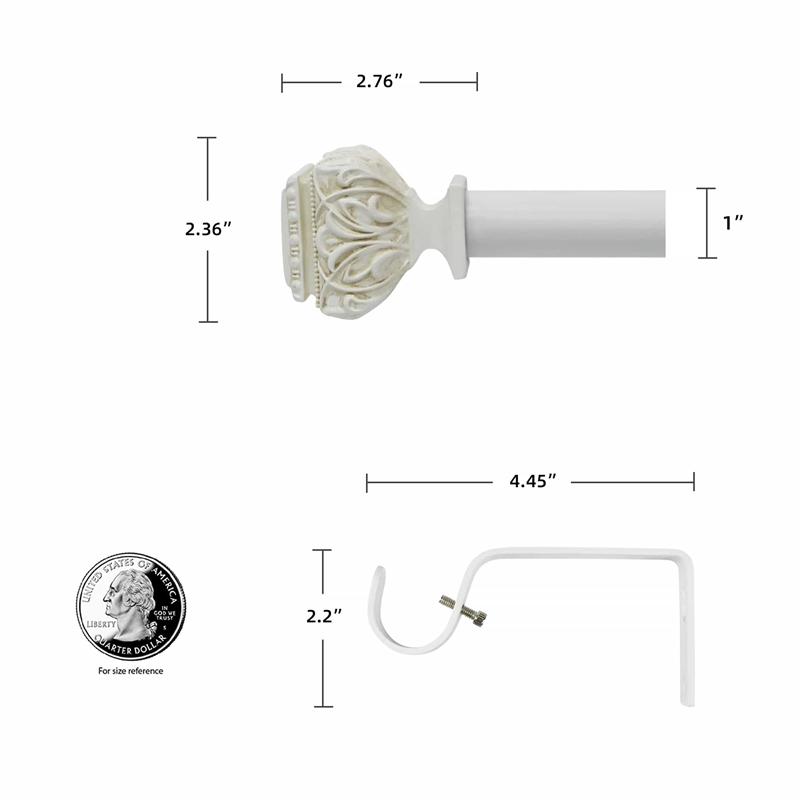 Peony Adjustable Single Curtain Rod 72