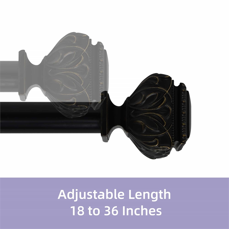 Peony Adjustable Single Curtain Rod 18