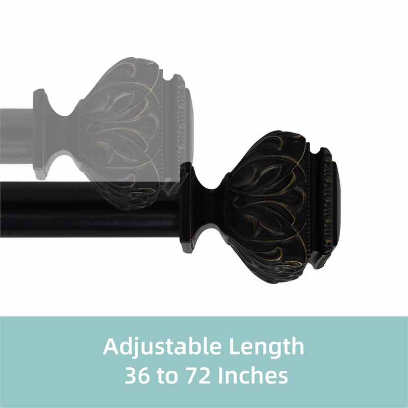 Peony Adjustable Single Curtain Rod 36