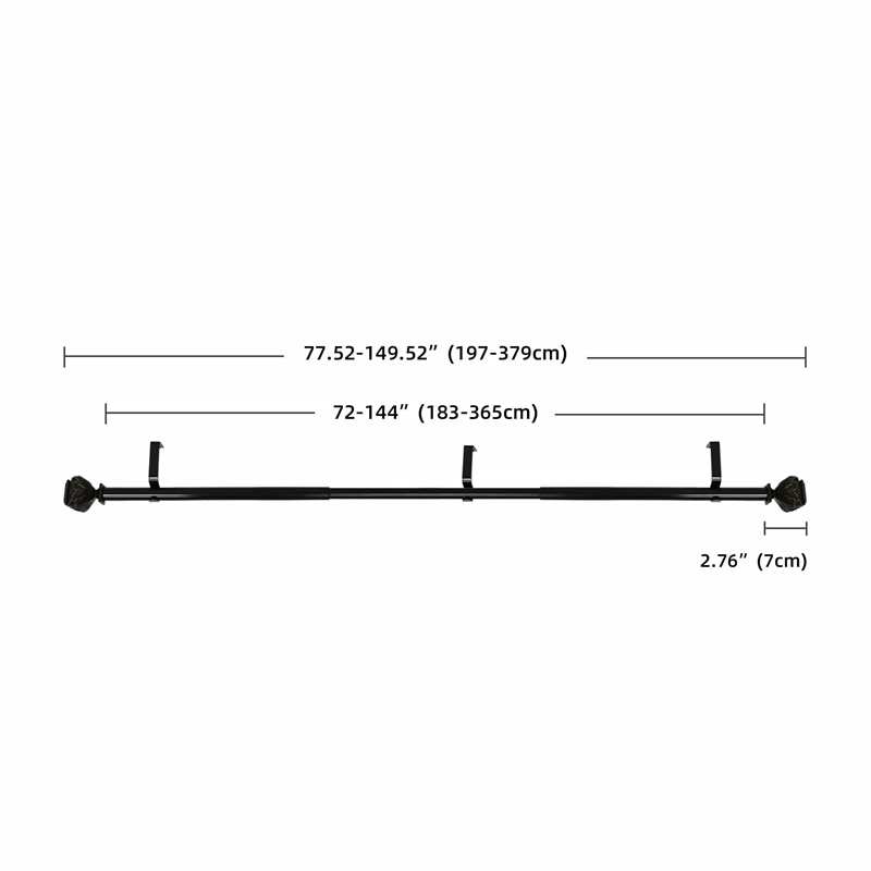 Peony Adjustable Single Curtain Rod 72