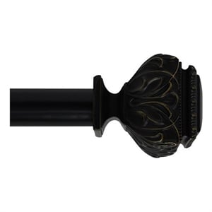 Peony Adjustable Single Curtain Rod 72&quot to 144&quot-Black