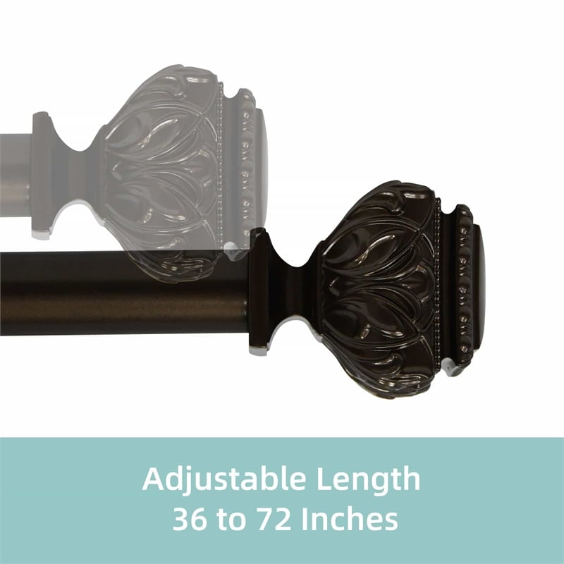 Peony Adjustable Single Curtain Rod 36
