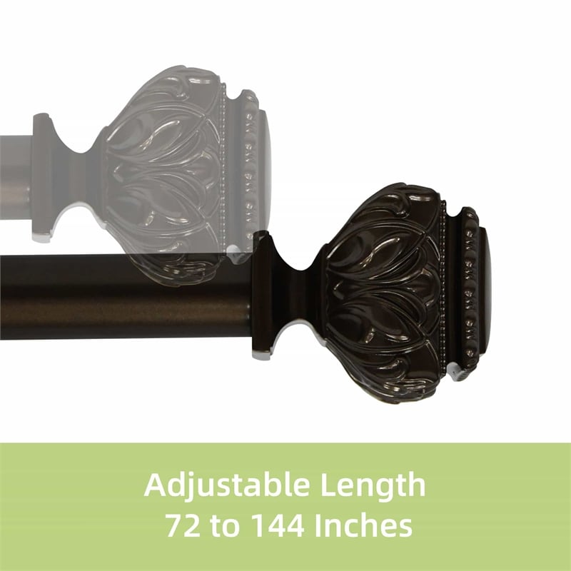Peony Adjustable Single Curtain Rod 72