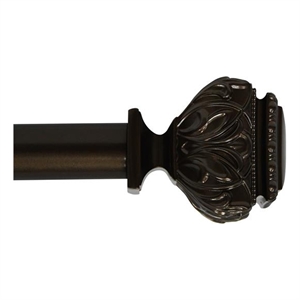 Peony Adjustable Single Curtain Rod 72&quot to 144&quot-Bronze