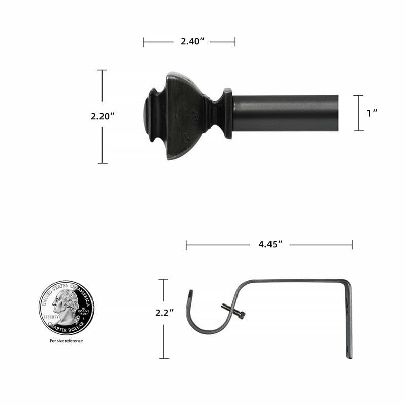 Bruce Adjustable Single Curtain Rod 36