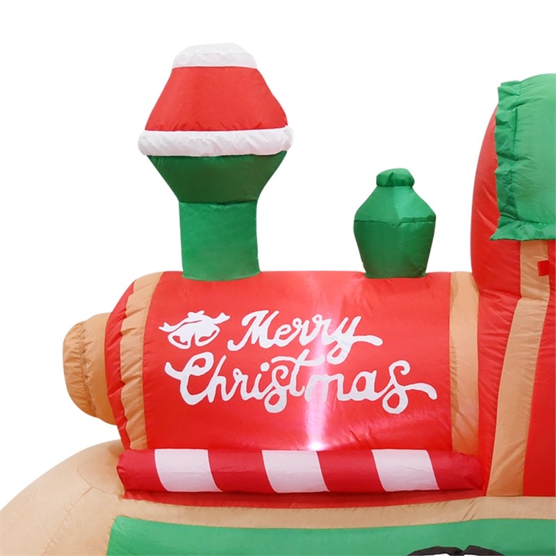 6.5FT  Multi-Colored Christmas Penguins In The Train Inflatable.
