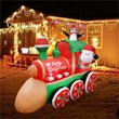 6.5FT  Multi-Colored Christmas Penguins In The Train Inflatable.