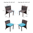 3Pc Wicker Chair And Table Bistro Set Brown With Turquoise Cushion