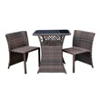 3Pc Wicker Chair And Table Bistro Set Brown With Ivory Cushion
