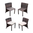 3Pc Wicker Chair And Table Bistro Set Brown With Ivory Cushion