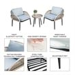 3PC Rope Wicker Chat Set Grey With Side Table And Cushions