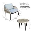 3PC Rope Wicker Chat Set Grey With Side Table And Cushions