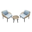 3PC Rope Wicker Chat Set Grey With Side Table And Cushions