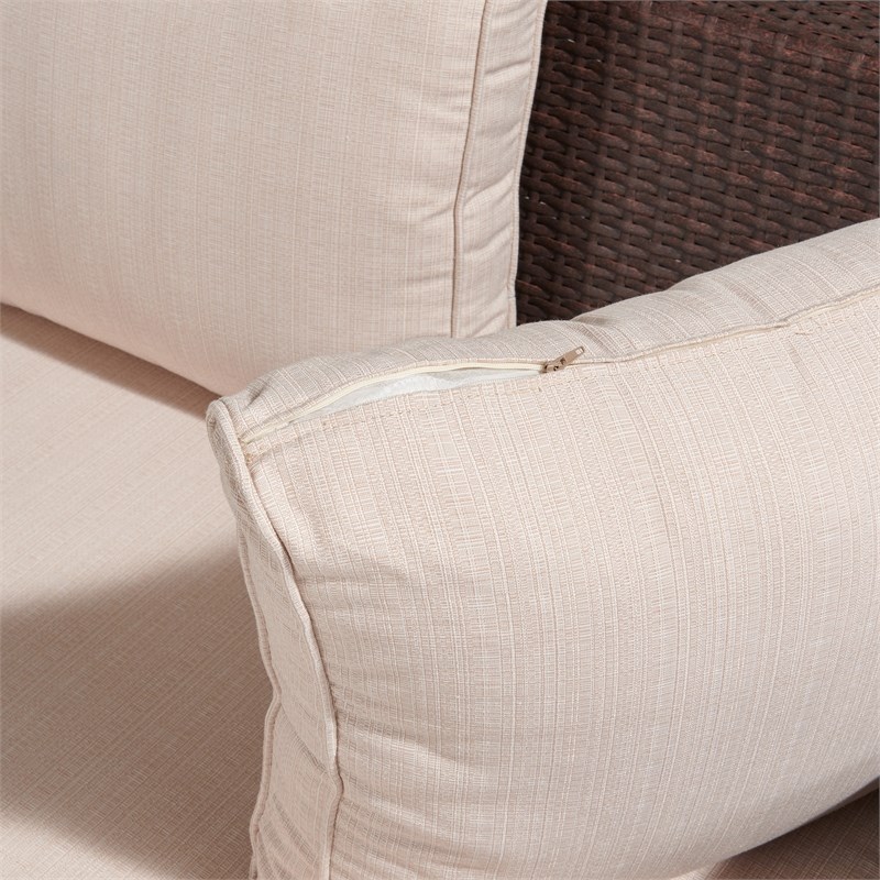 Caoimhe 4 PC Espresso Resin Wicker  Conversation Set with Tan Cushion