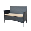 Aoife 4PC Steel Black Resin Wicker Patio Conversation Set with Tan cushion