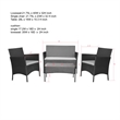Aoife 4PC Steel Black Resin Wicker Patio Conversation Set with Tan cushion