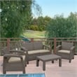 Ourea 4PC Espresso Conversation Patio Set with Tan Cushion
