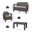 Ourea 4PC Espresso Conversation Patio Set with Tan Cushion