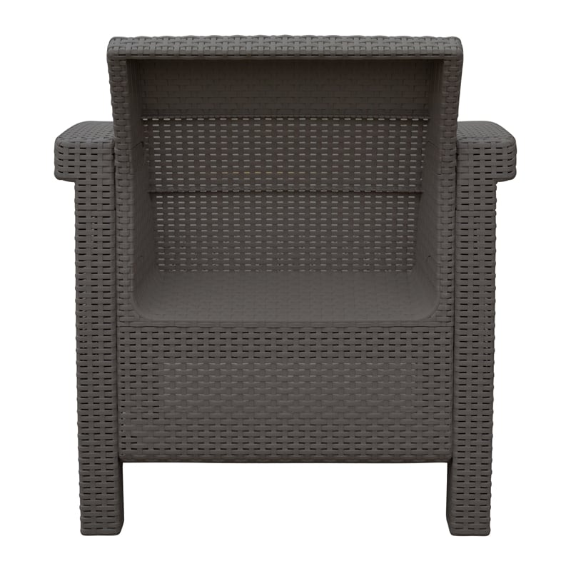Ourea 4PC Espresso Conversation Patio Set with Tan Cushion