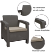 Ourea 4PC Espresso Conversation Patio Set with Tan Cushion