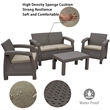 Ourea 4PC Espresso Conversation Patio Set with Tan Cushion