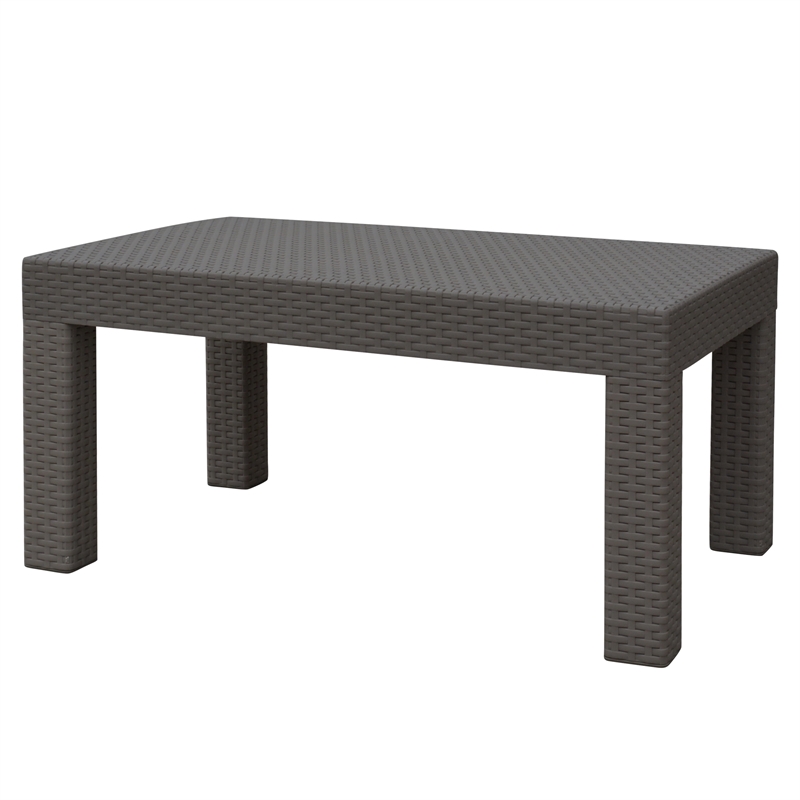 Ourea 4PC Espresso Conversation Patio Set with  Brick Red Cushion