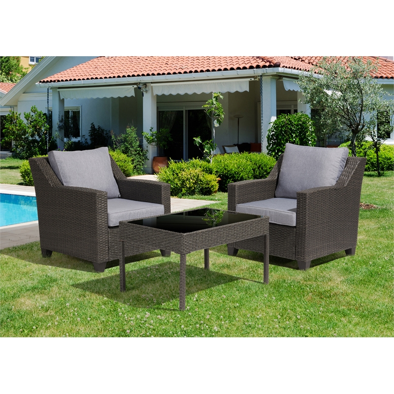 Aoife 4 PC Gray Resin Wicker  Conversation Set with 4