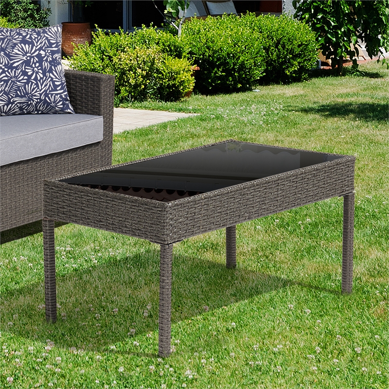 Aoife 4 PC Gray Resin Wicker  Conversation Set with 4