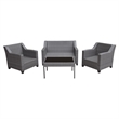 Aoife 4 PC Gray Resin Wicker  Conversation Set with 4