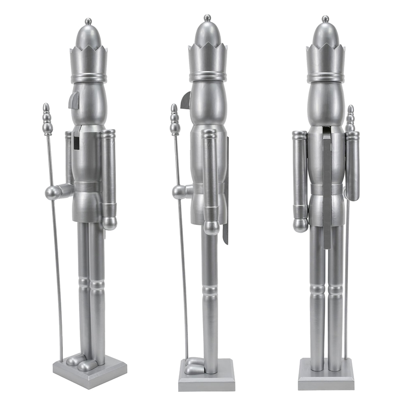 36 Inch Wooden Silver King Nutcracker
