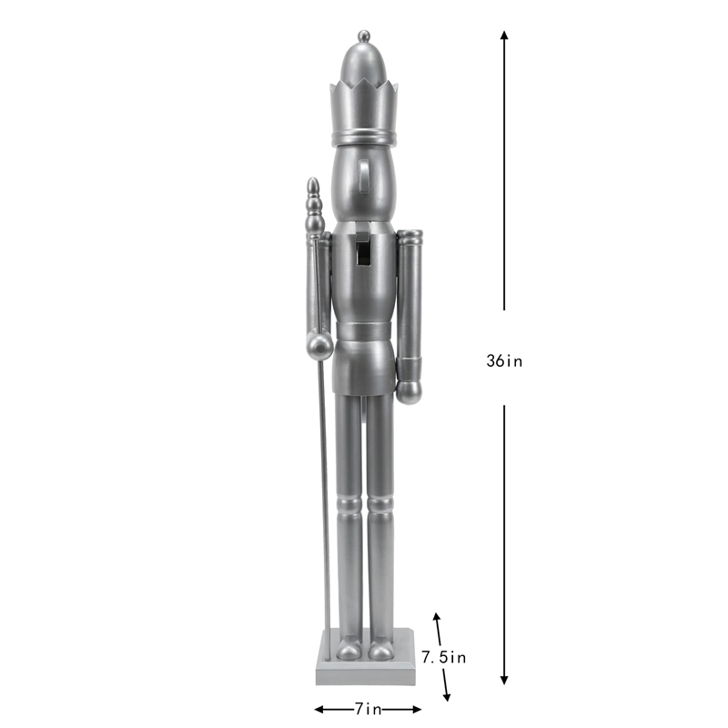36 Inch Wooden Silver King Nutcracker