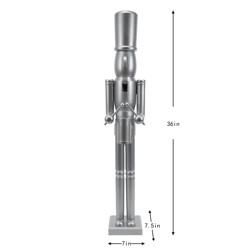 36 Inch wooden Silver Soldier Drummer Nutcracker